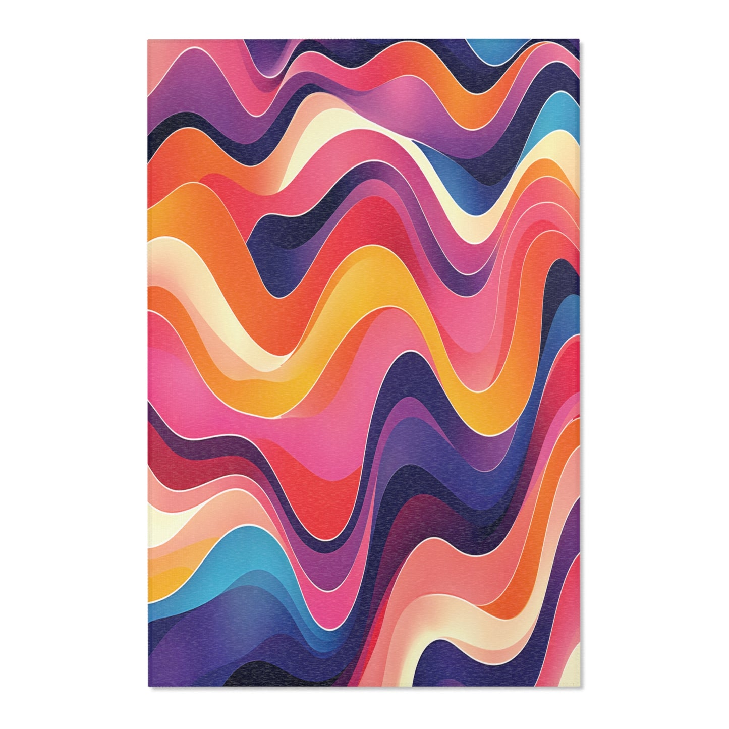 Abstract image featuring colorful, wavy lines in shades of pink, orange, purple, blue, cream, and yellow. The curving bands evoke an African-inspired aesthetic, creating a dynamic sense of movement and depth across the rectangular canvas.